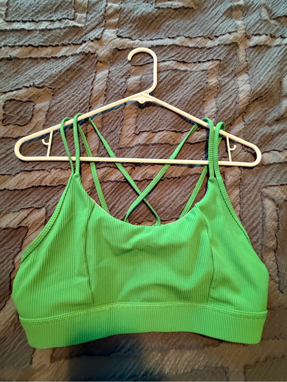 Born Primitive Green Ribbed Crisscross Sports Bra Large